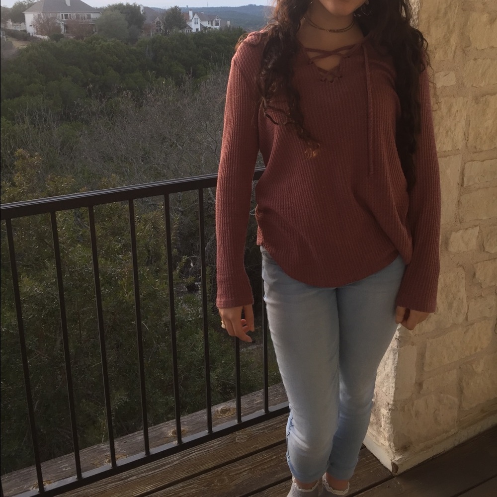 Pink Cross Top Charlotte Russe Hoodie Seatshirt